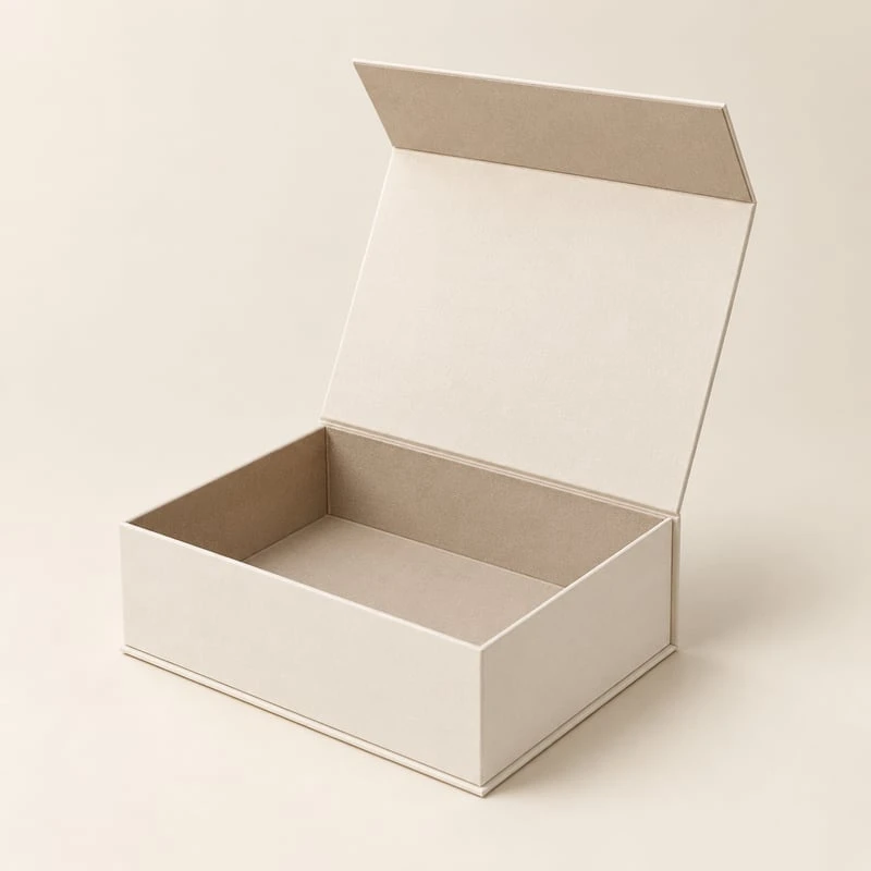 Book-style presentation box with a magnetic closure